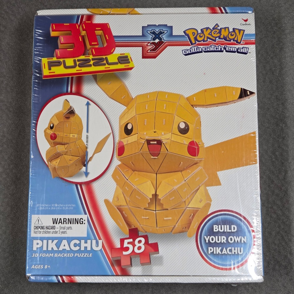 Cardinal Pokemon Pikachu 3D Foam Backed Puzzle XY 58 Piece Figure Yellow New